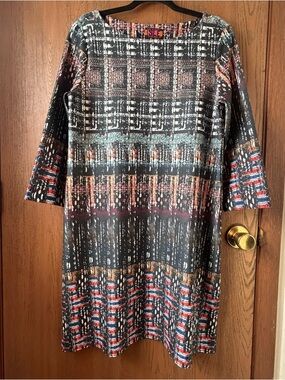 ISLE By Melis Kozan Artsy Colorful Shift Stretch Dress Women Size Large